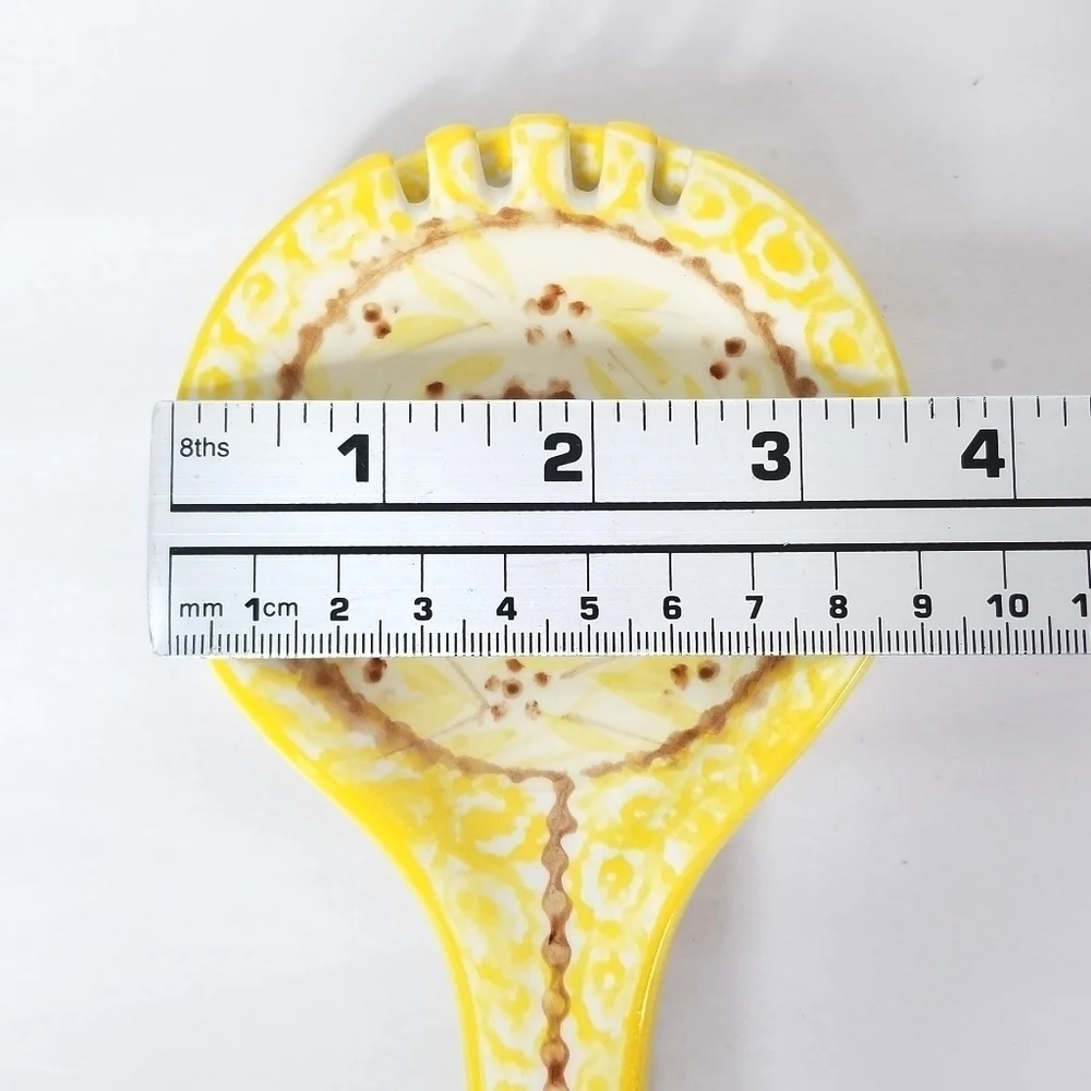 Temp-Tations by Tara Yellow Floral Ceramic Salad Serving Spoon and Fork